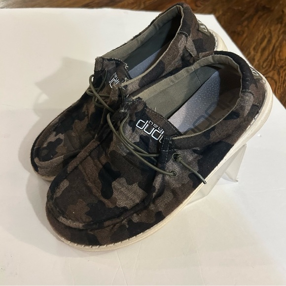 Hey Dude Wally style linen camouflage print lace up shoes size EU 38 or 6-7 y - Picture 2 of 7